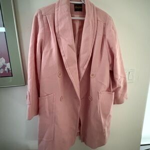 Baby Pink Double-Breasted Vintage Women's Coat